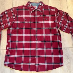 Wrangler Burgundy Plaid Button-Down Shirt